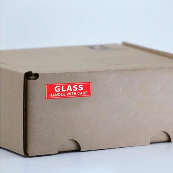 100- 1x3" Red Fragile Glass Handle with Care Shipping Stickers - Picture 4 of 4